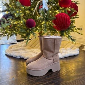 UGG Tan Platform Winter Boots